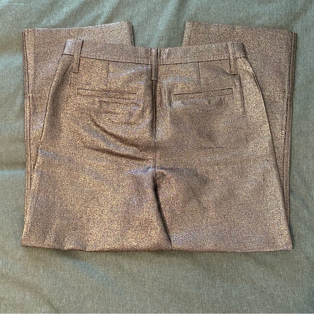 Madewell Slim Emmett Wide Leg Crop Metallic Bronze Pants Size 28 High Rise - Picture 6 of 8